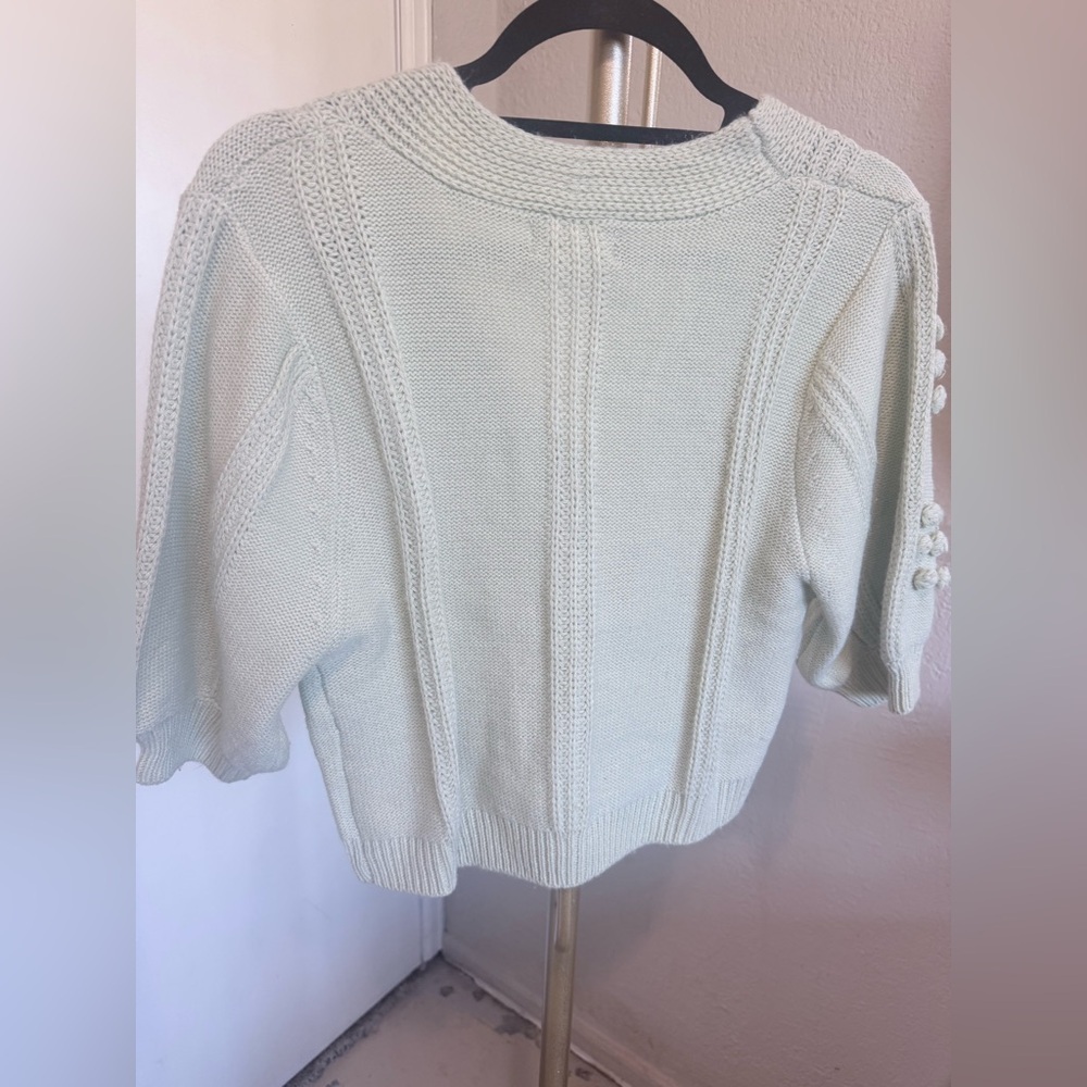 Like New Bohme Cropped Short Sleeve Cardigan Sweater in Light Green - Size Large - Picture 9 of 10